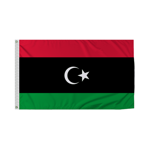 Promopatriot Libya National Flag 3x5 ft Polyester Double Stitched Edges Polyester Header Metal Grommets Fade Resistant & Vivid Colors Indoor
