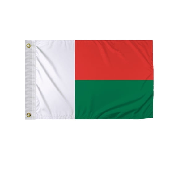 Promopatriot Madagascar 12x18 inch Boat Flag 200D Nylon Double Stitched Canvas Header Brass Grommets Fade Resistant & Vivid Color