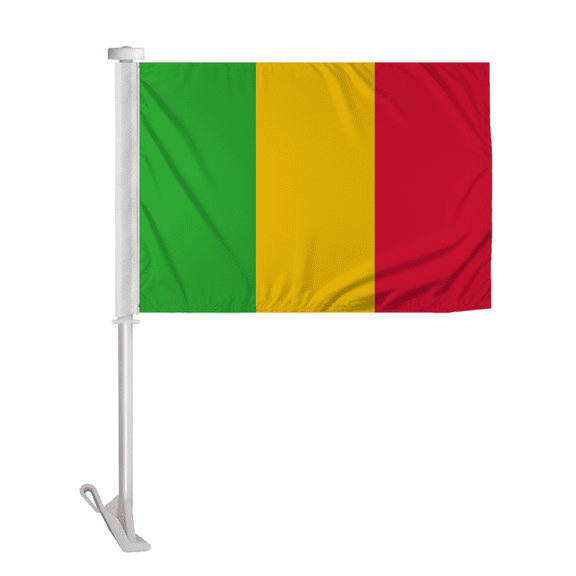 Promopatriot Mali Car Flag 10.5x15 inch Premium Super Knit Polyester Fabric Double Sided Stitched 19" Plastic Unbreakable Stiff Pole