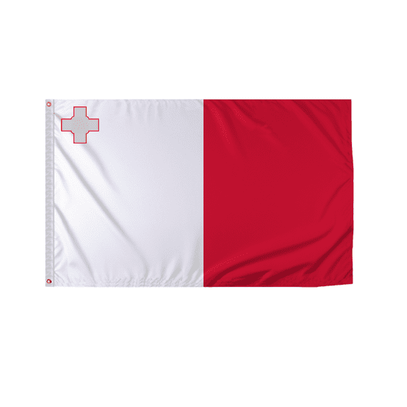 Promopatriot Malta Country Flag 5x8 Ft Outdoor Nylon Double Stitched Edges Canvas Header Brass Grommets Fade Resistant & Vivid Colors