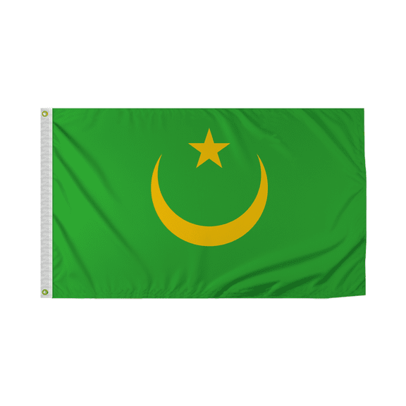Promopatriot Mauritania Country Flag 3x5 Ft Outdoor Nylon Double Stitched Edges Canvas Header Brass Grommets 3'x5' Mauritania