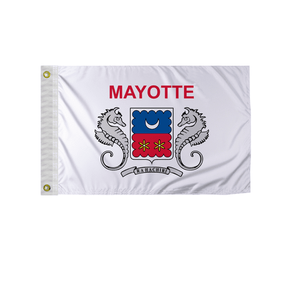 Promopatriot Mayotte National Flag 2x3 ft Nylon Double Stitched Edges Canvas Header Brass Grommets Fade Resistant & Vivid Colors