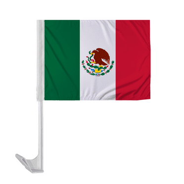 Promopatriot Mexico Car National Flag 12x16 inch Economy Polyester Fabric Double Stitched 17" Plastic Flexible Pole