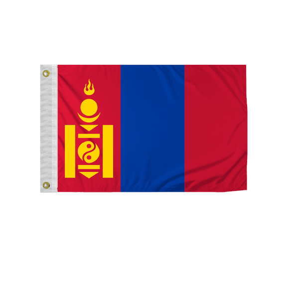 Promopatriot Mongolia 12x18 inch Boat Flag 200D Nylon Double Stitched Canvas Header Brass Grommets Fade Resistant & Vivid Color
