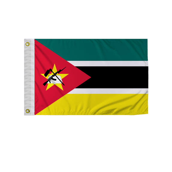 Promopatriot Mozambique 12x18 inch Boat Flag 200D Nylon Double Stitched Canvas Header Brass Grommets Fade Resistant & Vivid Color