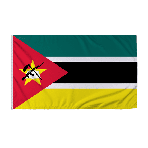 Promopatriot Mozambique Country Flag 8x12 ft - 200D Nylon - Rope Thimble & 1 Brass Grommet - Fade Proof Outdoor Long Lasting All Weather Flag