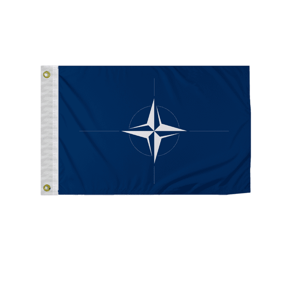 Promopatriot Nato National Flag 2x3 ft Nylon Double Stitched Edges Canvas Header Brass Grommets Fade Resistant & Vivid Colors
