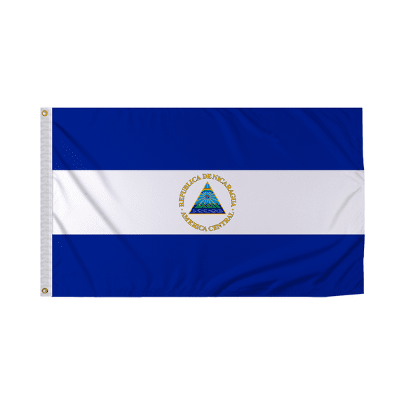 Promopatriot Nicaragua with Seal Country Flag 3x5 Ft Outdoor Nylon Double Stitched Edges Canvas Header Brass Grommets 3'x5' Nicaragua with Seal