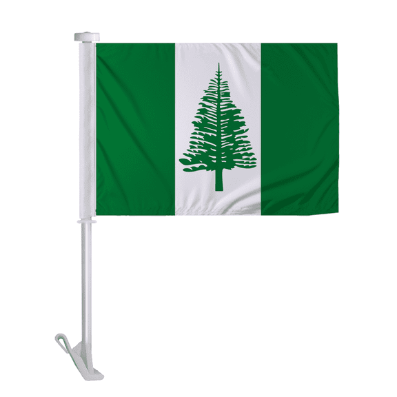 Promopatriot Norfolk Island Car Flag 10.5x15 inch Premium Super Knit Polyester Fabric Double Sided Stitched 19" Plastic Unbreakable Stiff Pole