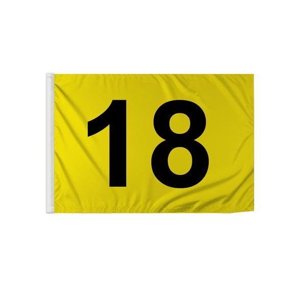 Promopatriot Numbered Golf Flags - 14 x 20 inch Numbered Flags for Golf Course No 18 - Yellow Putting Green Flags with Black Numbers - Golf Flag 18 - Outdoor Nylon 18 Hole Golf Flags