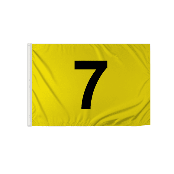 Promopatriot Numbered Golf Flags - 14 x 20 inch Numbered Flags for Golf Course No 7 - Yellow Putting Green Flags with Black Numbers - Golf Flag 7 - Outdoor Nylon 18 Hole Golf Flags