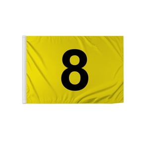 Promopatriot Numbered Golf Flags - 14 x 20 inch Numbered Flags for Golf Course No 8 - Yellow Putting Green Flags with Black Numbers - Golf Flag 8 - Outdoor Nylon 18 Hole Golf Flags