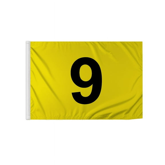 Promopatriot Numbered Golf Flags - 14 x 20 inch Numbered Flags for Golf Course No 9 - Yellow Putting Green Flags with Black Numbers - Golf Flag 9 - Outdoor Nylon 18 Hole Golf Flags