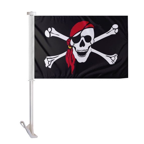 Promopatriot One-Eyed Jack Pirate Car Window Flag 10" x 15" Double-Sided Polyester with 19" Pole