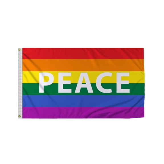 Promopatriot Peace Pride Flag 3x5 Ft Polyester Plated Grommets 3 x 5 Ft Pride Banner