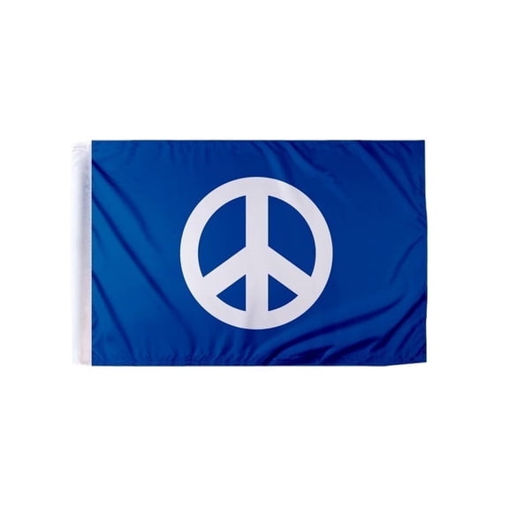 Promopatriot Peace Symbol 6x9 inch Motorcycle Flag - Double Sided - Polyester Stitched Edges 0.75 inch Sleeve Interlocked Stitching on Corners