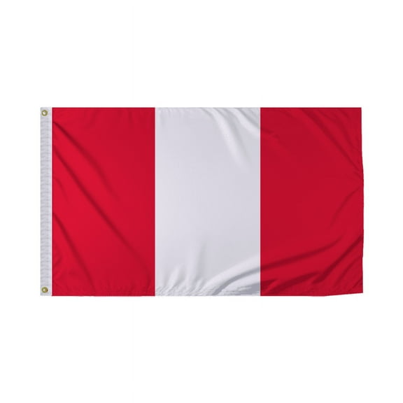 Promopatriot Peru National Flag 3x5 ft Polyester Double Stitched Edges Polyester Header Metal Grommets Fade Resistant & Vivid Colors Indoor