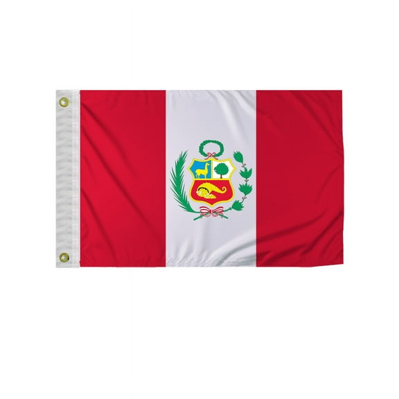 Promopatriot Peru with Seal 12x18 inch Boat Flag 200D Nylon Double Stitched Canvas Header Brass Grommets Fade Resistant & Vivid Color