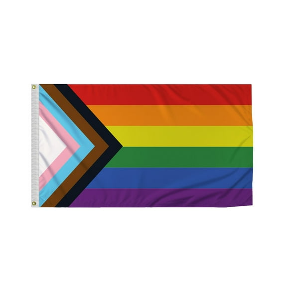 Promopatriot Progress Pride Flag 2x3 Ft Printed 200D Nylon Brass Grommets Fade Proof Sharp Colors