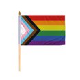 thumbnail image 1 of Promopatriot Progress Pride Stick Flag 12x18 inch Stick Flag Sewn Edges Fade Resistant Polyester Handheld 24" Wood Stick Flag, 1 of 1