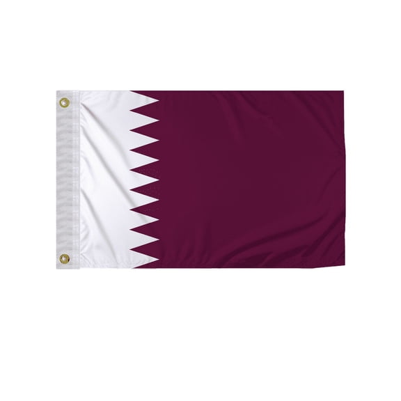 Promopatriot Qatar 12x18 inch Boat Flag 200D Nylon Double Stitched Canvas Header Brass Grommets Fade Resistant & Vivid Color
