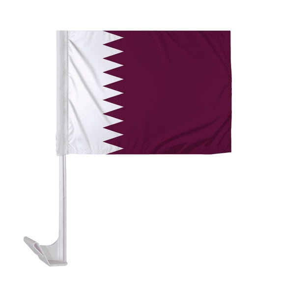 Promopatriot Qatar Car National Flag 12x16 inch Economy Polyester Fabric Double Stitched 17" Plastic Flexible Pole