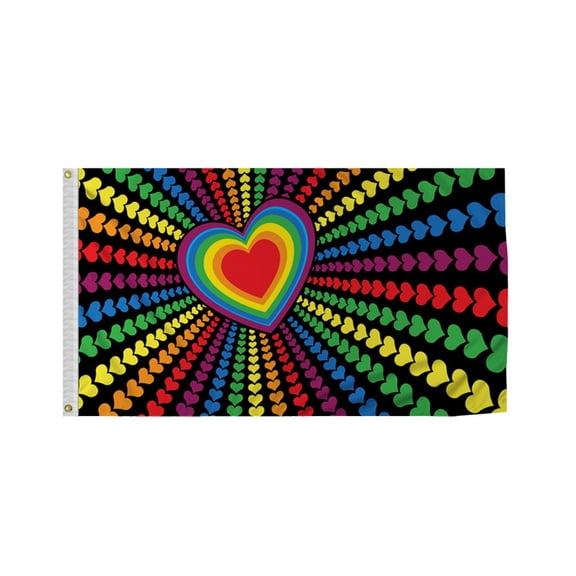 Promopatriot Rainbow Hearts Pride Boat Nautical Flag 12x18 Inch Printed 200D Nylon - Brass Grommets Fade Proof Vivid Colors