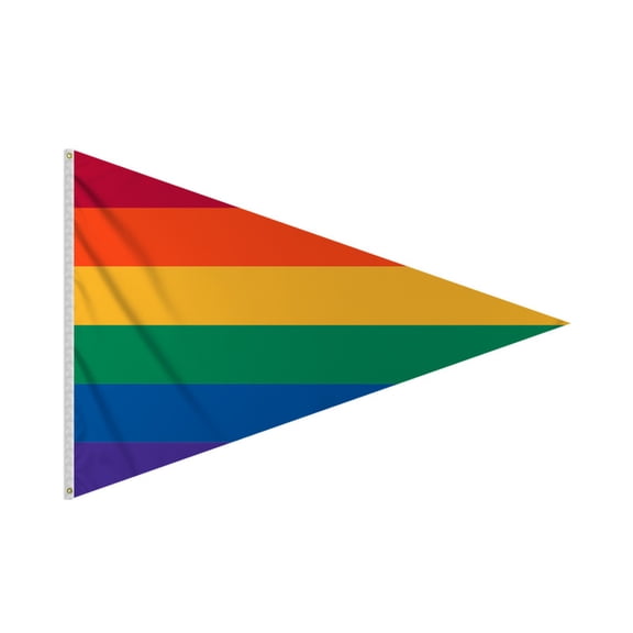 Promopatriot Rainbow Pennant Pride Flag 3x5 Ft Polyester Plated Grommets 3 x 5 Ft Pride Banner