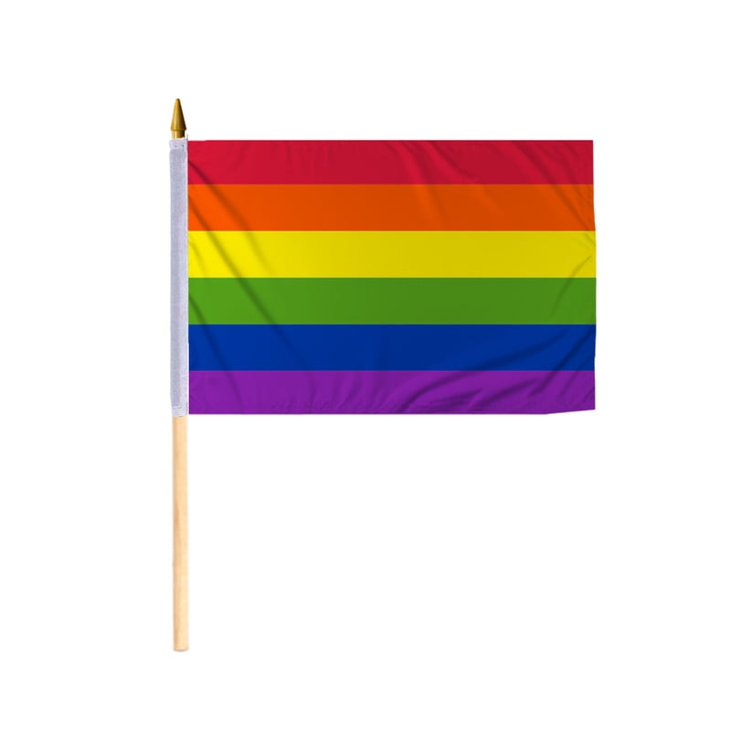 Promopatriot Rainbow Pride Stick Flag 12x18 inch Stick Flag Sewn Edges ...