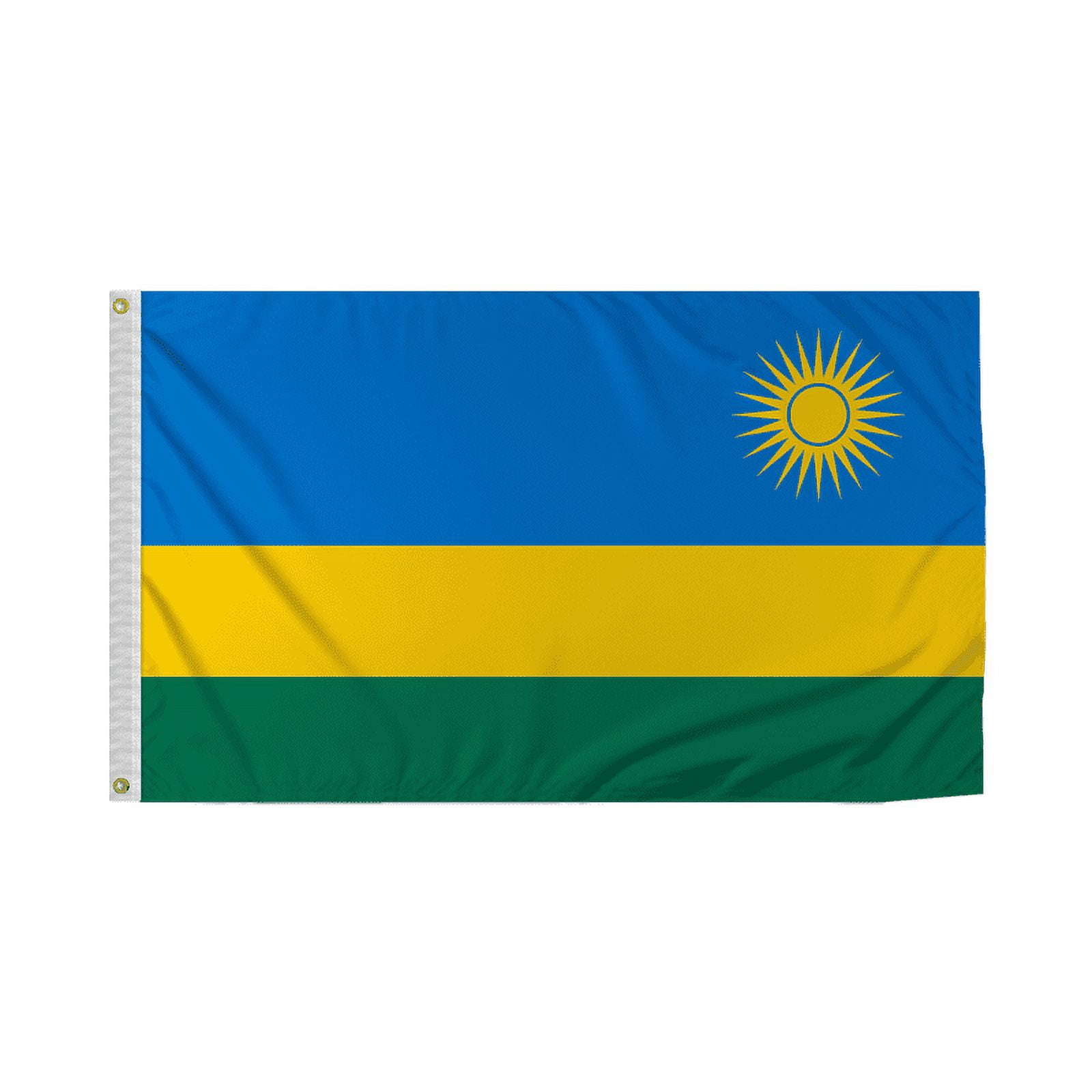 Promopatriot Rwanda Country Flag 3x5 Ft Outdoor Nylon Double Stitched Edges Canvas Header Brass Grommets 3'x5' Rwanda
