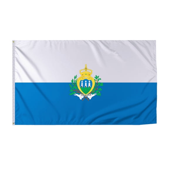 Promopatriot San Marino with Seal Country Flag 8x12 ft - 200D Nylon - Rope Thimble & 1 Brass Grommet - Fade Proof Outdoor Long Lasting All Weather Flag