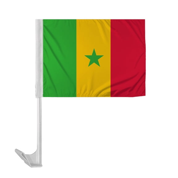 Promopatriot Senegal Car National Flag 12x16 inch Economy Polyester Fabric Double Stitched 17" Plastic Flexible Pole