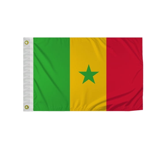 Promopatriot Senegal National Flag 2x3 ft Nylon Double Stitched Edges Canvas Header Brass Grommets Fade Resistant & Vivid Colors