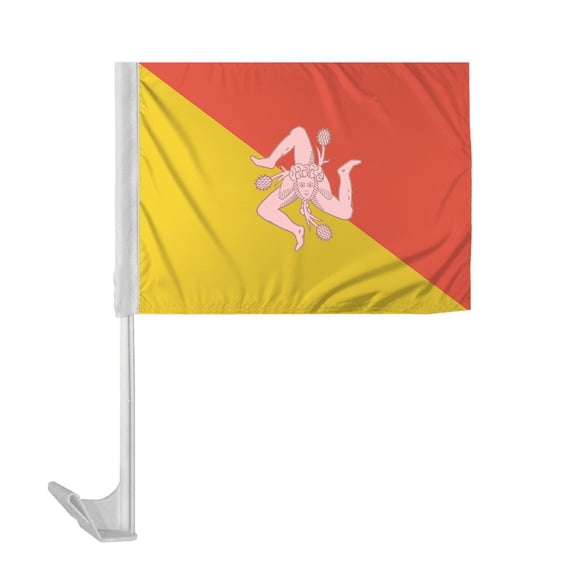 Promopatriot Sicily Car National Flag 12x16 inch Economy Polyester Fabric Double Stitched 17" Plastic Flexible Pole