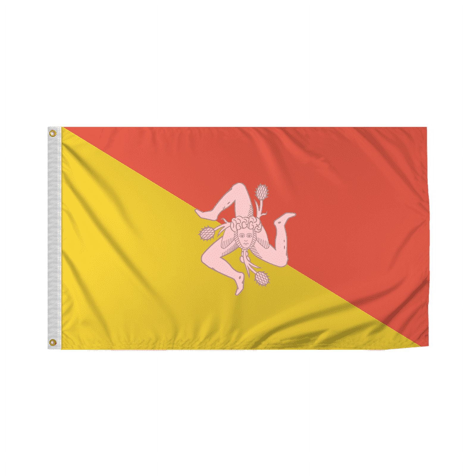 Promopatriot Sicily Country Flag 3x5 Ft Outdoor Nylon Double Stitched Edges Canvas Header Brass Grommets 3'x5' Sicily