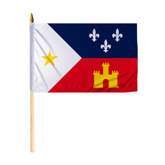 Promopatriot Small Acadiana National Desk Flag 12x18 inch 24" Wood Stick Polyester Double Stitched Edges Mini Acadiana flag on Stick