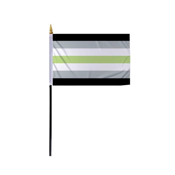 Promopatriot Small Agender Pride Flag 4x6 inch Stick Flag Sewn Edges Fade Resistant Polyester Table Desk 11" Plastic Stick Flag