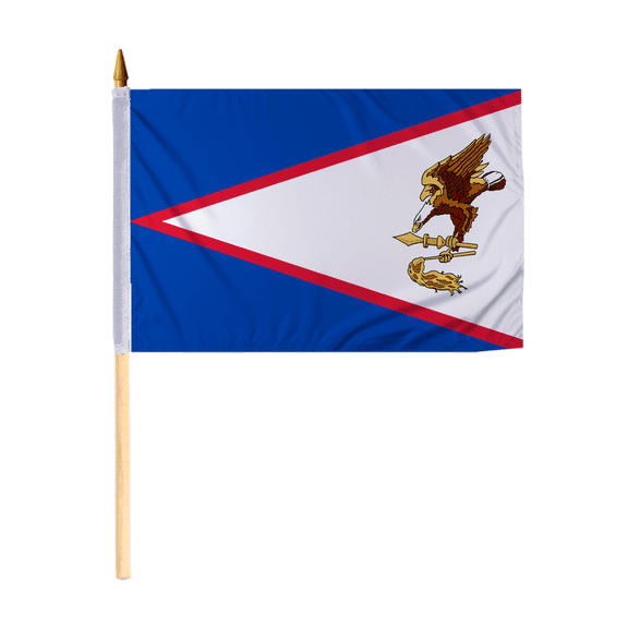 Promopatriot Small American Samoa National Desk Flag 12x18 inch 24" Wood Stick Polyester Double Stitched Edges Mini American Samoa flag on Stick