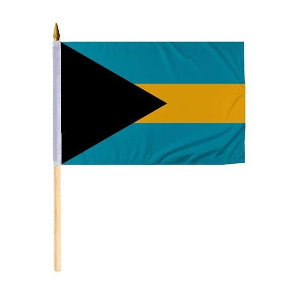 Promopatriot Small Bahamas National Desk Flag 12x18 inch 24" Wood Stick Polyester Double Stitched Edges Mini Bahamas flag on Stick