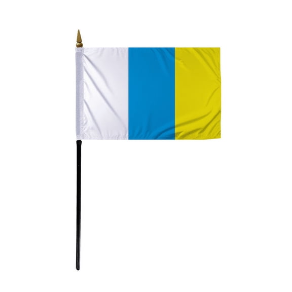 Promopatriot Small Canary Islands Country Stick Flag 4x6 inch 11" Plastic Stick Polyester Fabric Stitched Edges Hand Held Mini Small Stick Flags