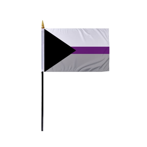 Promopatriot Small Demisexual Pride Flag 4x6 inch Stick Flag Sewn Edges Fade Resistant Polyester Table Desk 11" Plastic Stick Flag