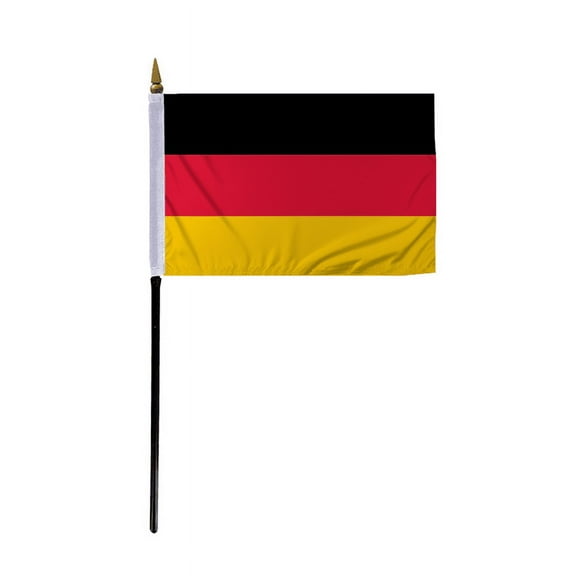 Promopatriot Small Germany Country Stick Flag 4x6 inch 11" Plastic Stick Polyester Fabric Stitched Edges Hand Held Mini Small Stick Flags