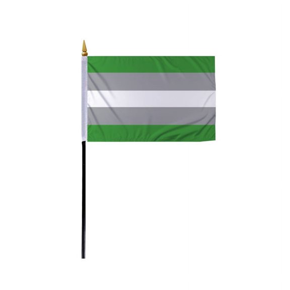 Promopatriot Small Greyromantic Pride Flag 4x6 inch Stick Flag Sewn Edges Fade Resistant Polyester Table Desk 11" Plastic Stick Flag