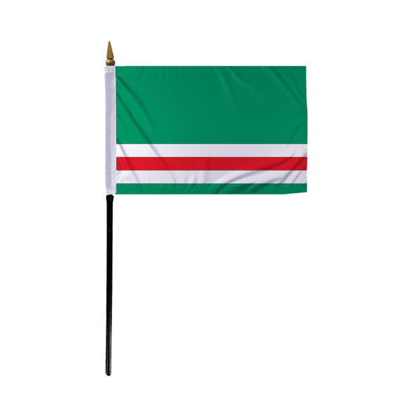 Promopatriot Small Ichkeria Country Stick Flag 4x6 inch 11" Plastic Stick Polyester Fabric Stitched Edges Hand Held Mini Small Stick Flags