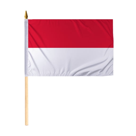 Promopatriot Small Monaco National Desk Flag 12x18 inch 24" Wood Stick Polyester Double Stitched Edges Mini Monaco flag on Stick