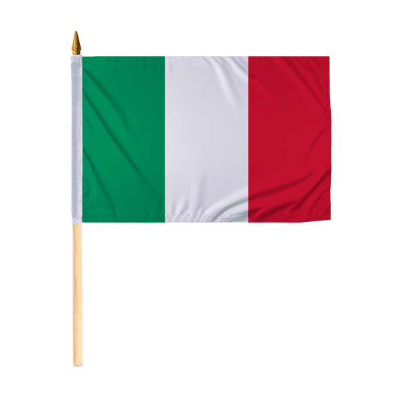 Promopatriot Small Italy National Desk Flag 12x18 inch 24" Wood Stick Polyester Double Stitched Edges Mini Italy flag on Stick