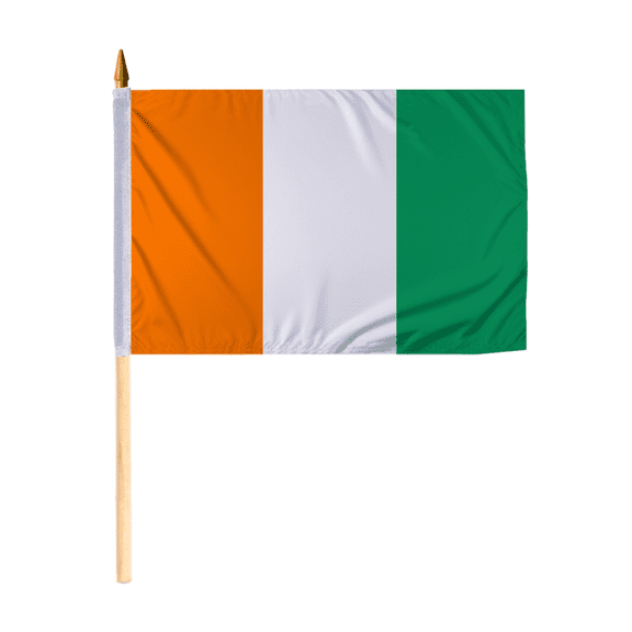 Promopatriot Small Ivory Coast National Desk Flag 12x18 inch 24" Wood Stick Polyester Double Stitched Edges Mini Ivory Coast flag on Stick