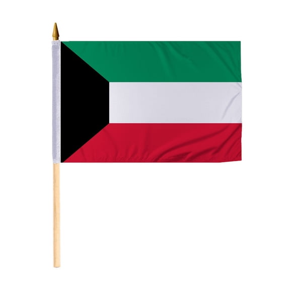 Promopatriot Small Kuwait National Desk Flag 12x18 inch 24" Wood Stick Polyester Double Stitched Edges Mini Kuwait flag on Stick