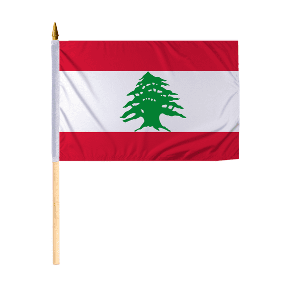 Promopatriot Small Lebanon National Desk Flag 12x18 inch 24" Wood Stick Polyester Double Stitched Edges Mini Lebanon flag on Stick