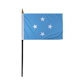 Promopatriot Small Micronesia Country Stick Flag 4x6 inch 11" Plastic Stick Polyester Fabric Stitched Edges Hand Held Mini Small Stick Flags